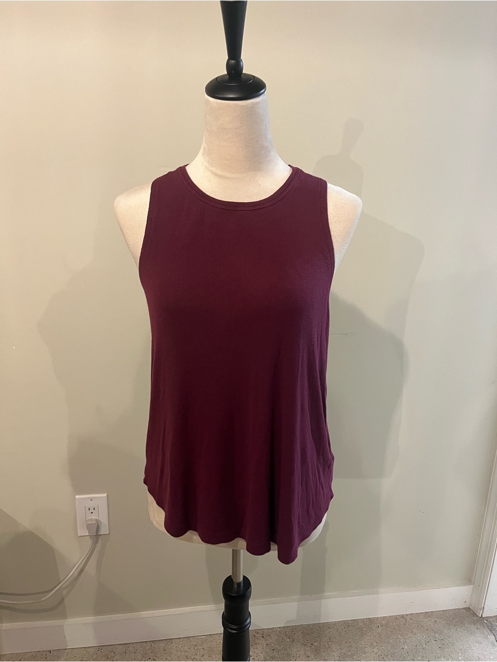 Athleta Well Rested Ribbed Sleep Top Deep Burgundy Size XS - Picture 3 of 13
